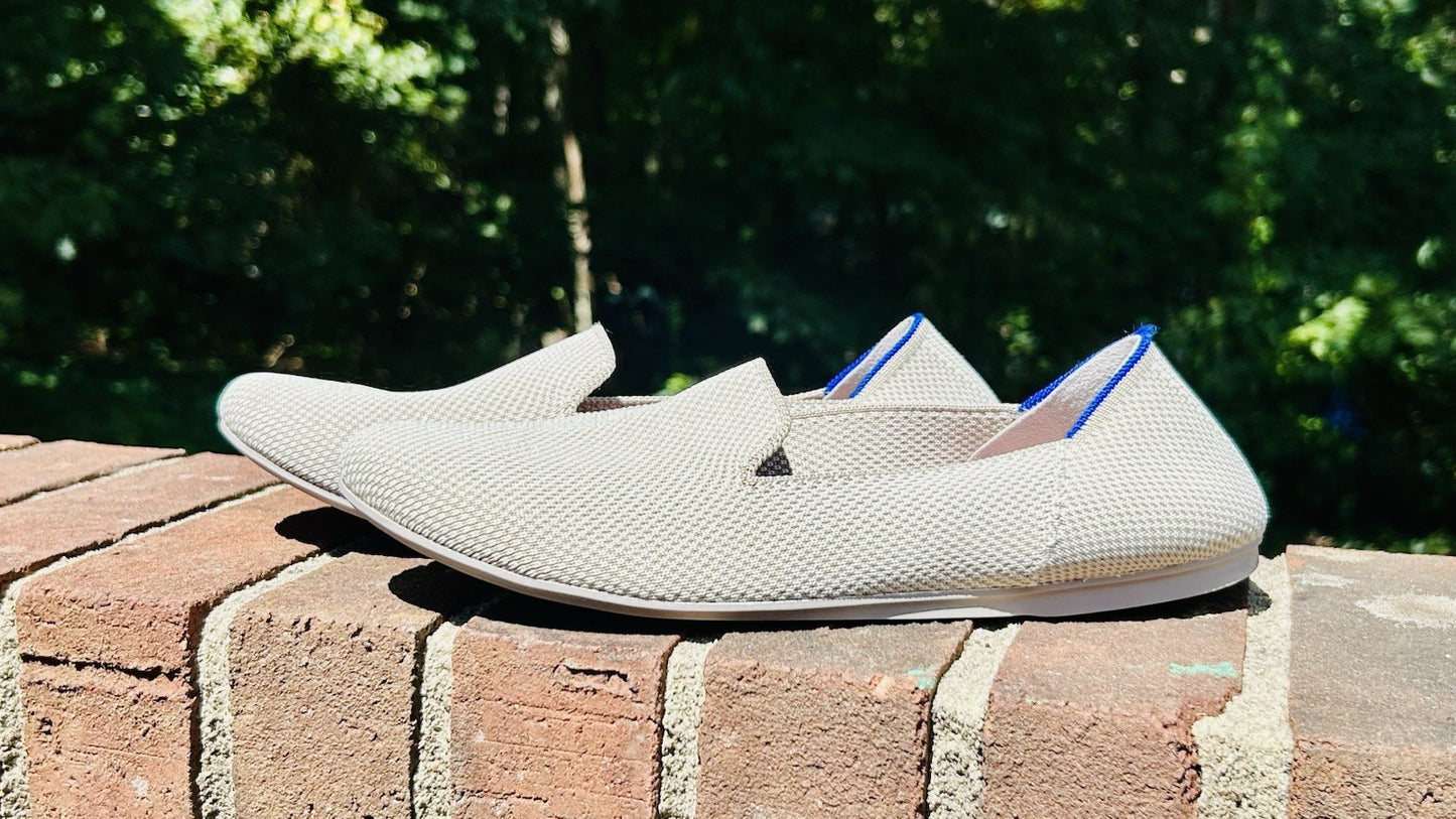 NWOT Rothy's the Loafer in Linen Double Stitch Size 9 -Brown White Slip On Flats