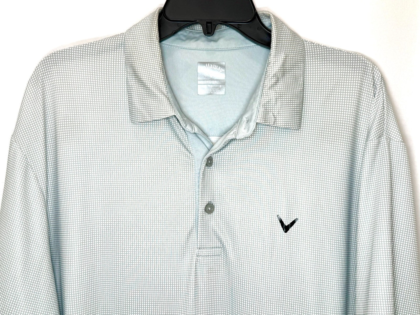 Callaway Golf Polo Shirt Mens XL Blue White Geometric Geometric Opti-Dri CGKSF0L