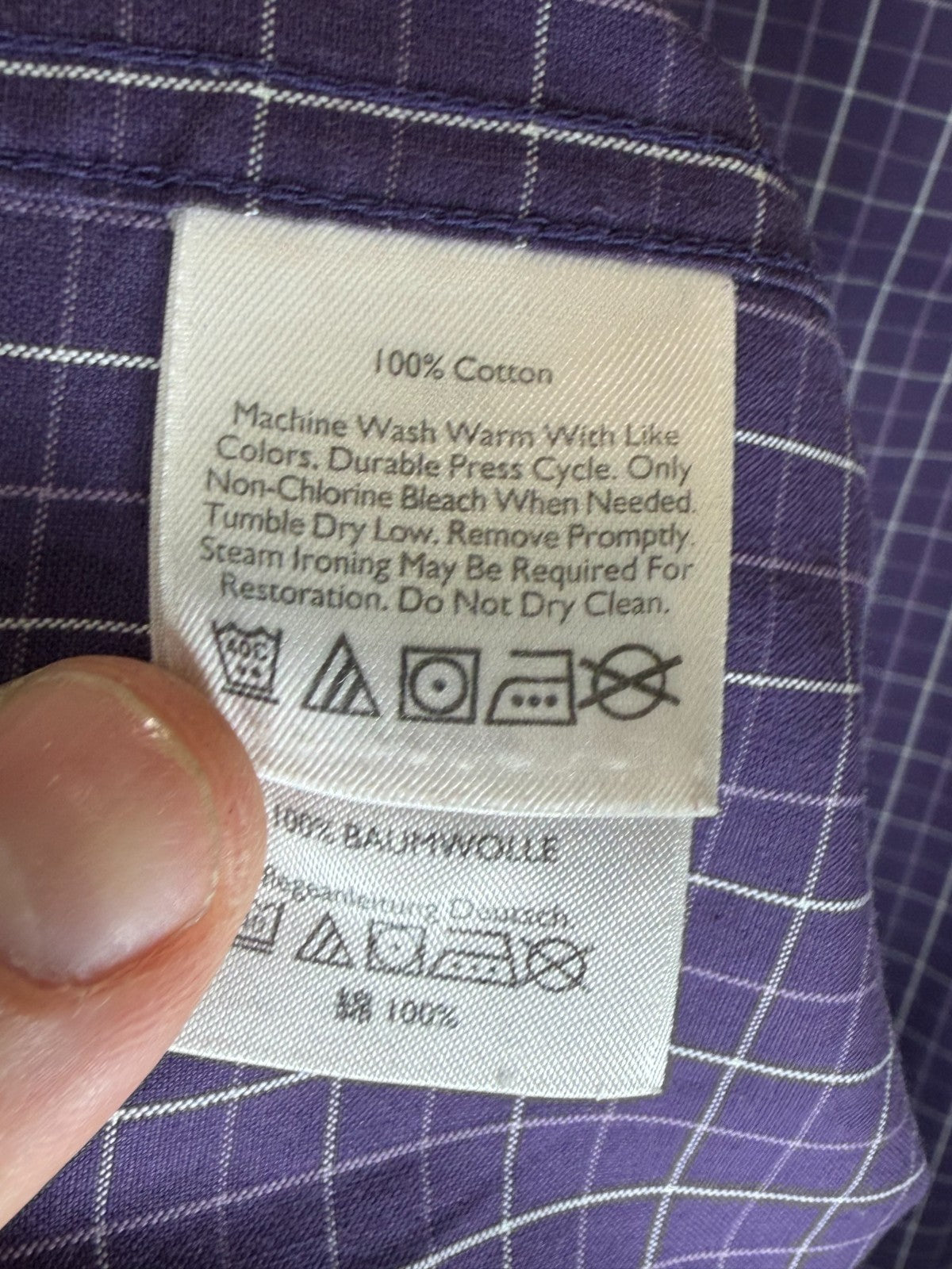 Eddie Bauer Mens Shirt XL Purple Windowpane Grid Wrinkle Resistant Relaxed Fit