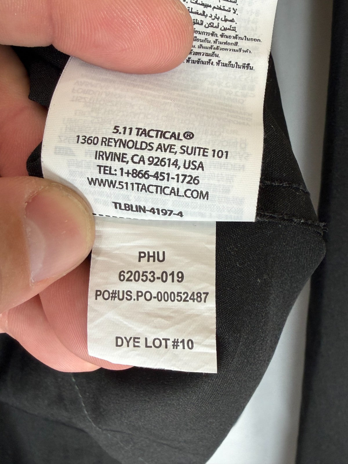 5.11 Tactical Performance Shirt Men's Small Long Sleeve Black Utility Cargo