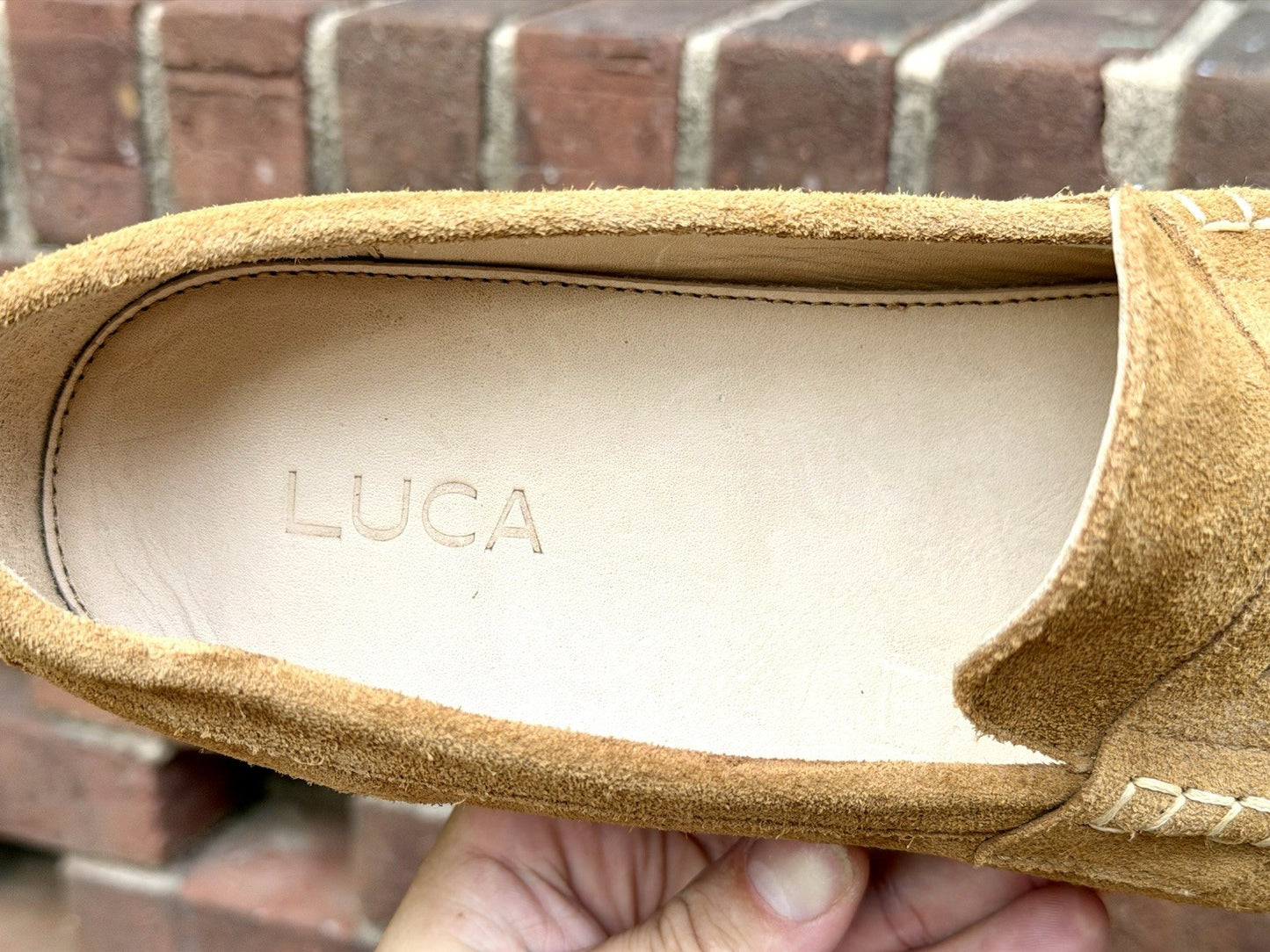 LUCA Drift Penny Loafer Suede Crepe Sole Men’s Size 12 Honey Tan Worn Once