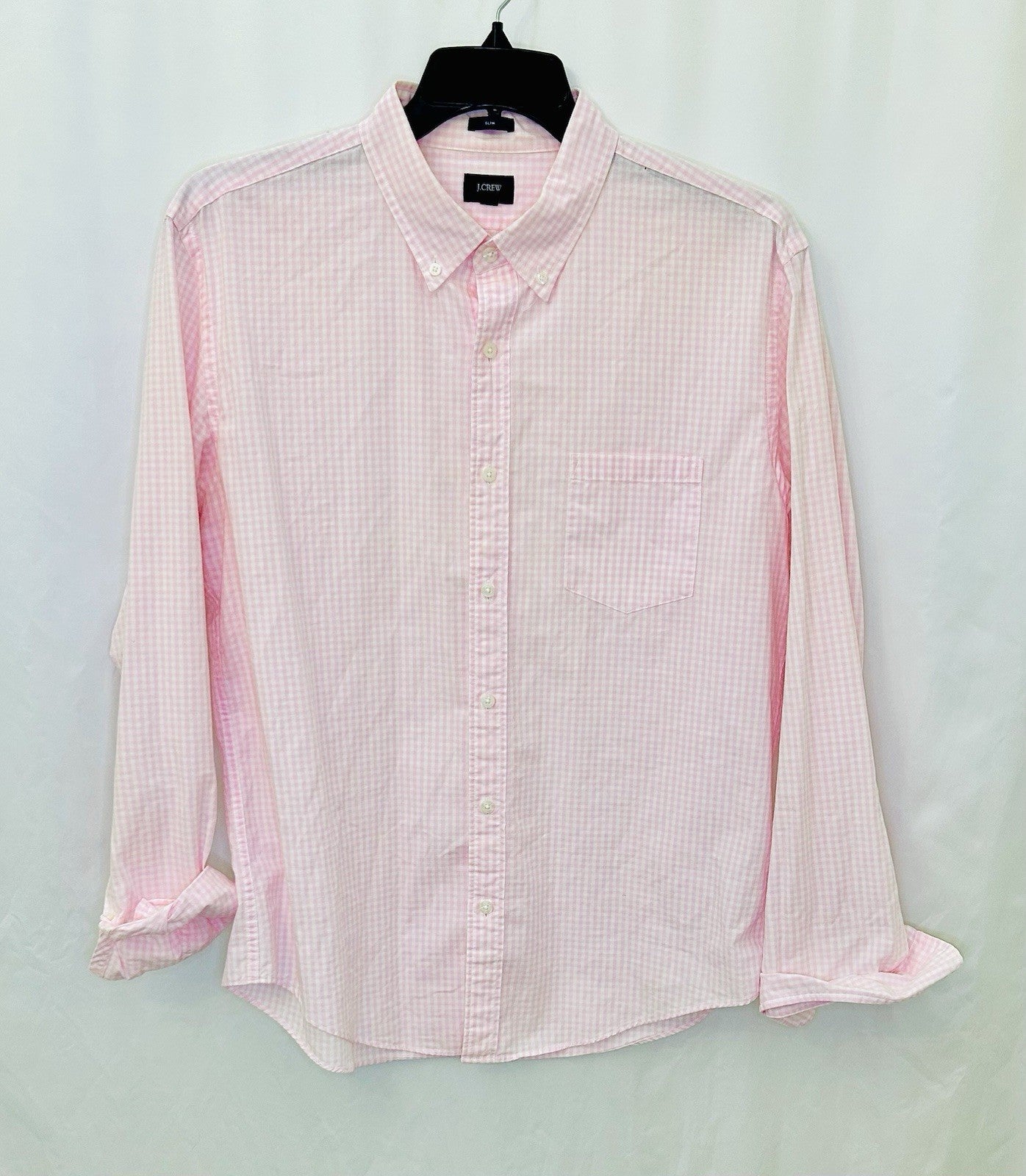 J.Crew Shirt Mens XL Pink Checkered Slim Fit Long Sleeve Button Down Soft
