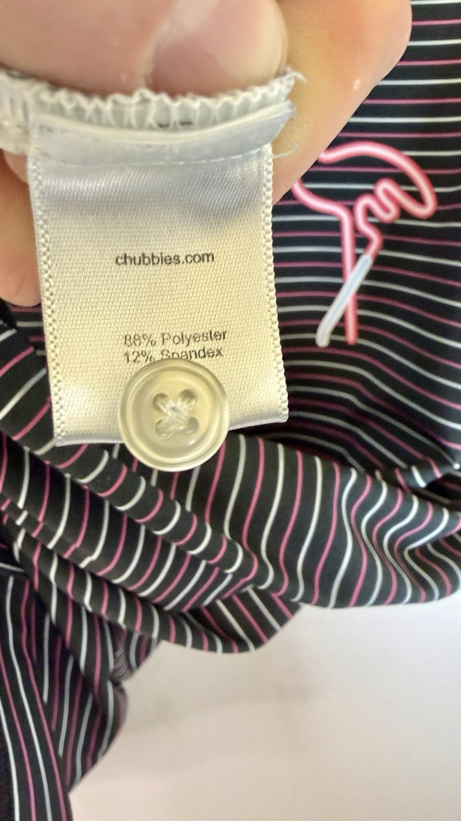 Chubbies Performance Golf Polo Shirt Navy Blue Striped Flamingo Mens M Medium