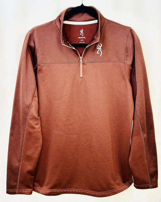 Browning Sweater Mens Medium Brown Polyester Quarter Zip Pullover Hunting