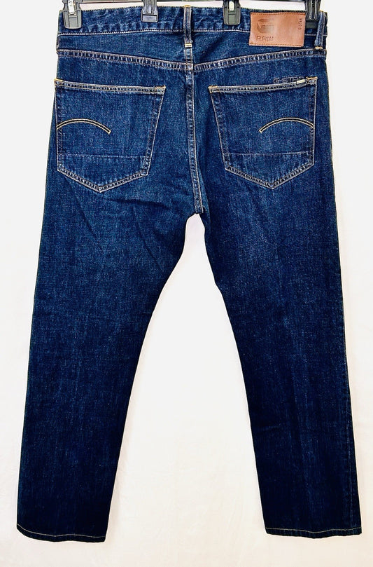 G-Star Raw Jeans Men’s 34x30 Blue Denim Slim 3301 Straight (Tag Reads 34/32)