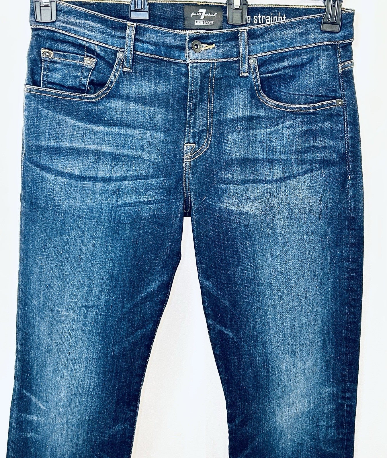 7 For All Mankind Luxe Sport The Straight Size 34 (34x32) Medium Wash Stretchy