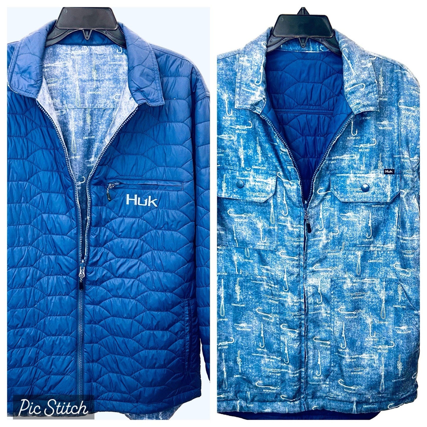 HUK Ballast Reversible Jacket Mens Large Quilted Fishing Water Resistant Outdoor