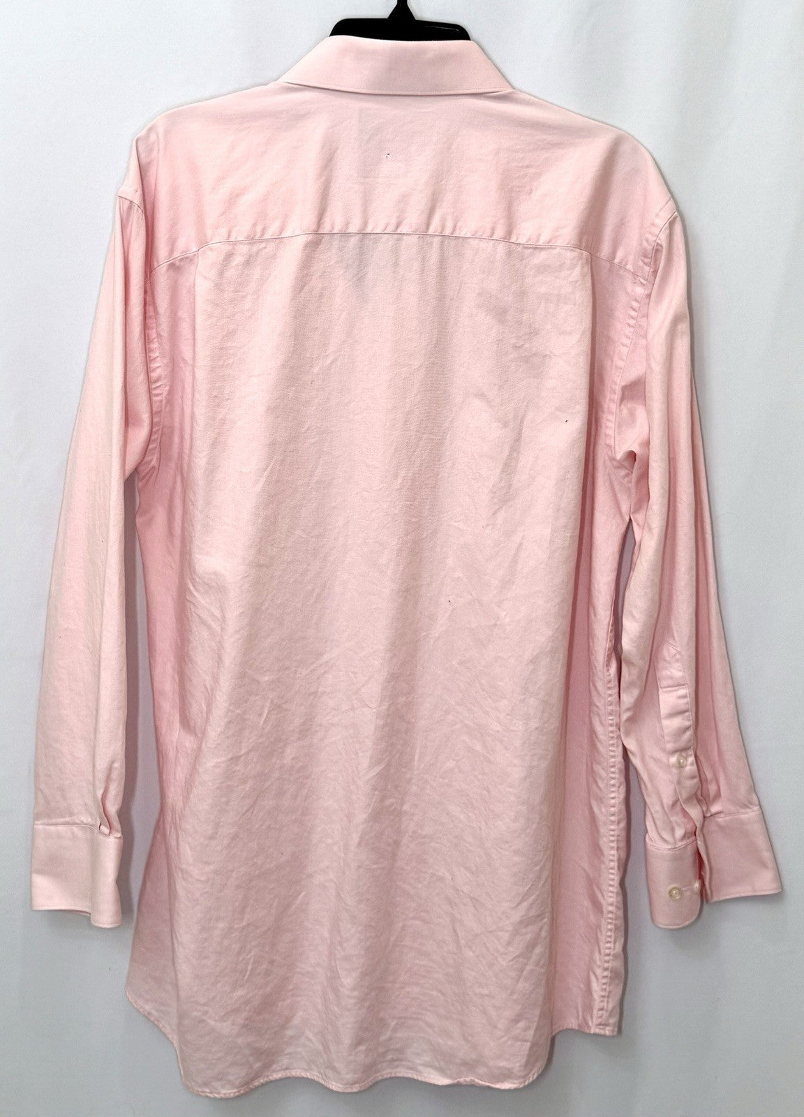 Tattersal London shirt men's large 17 32-33 pink white check long sleeve