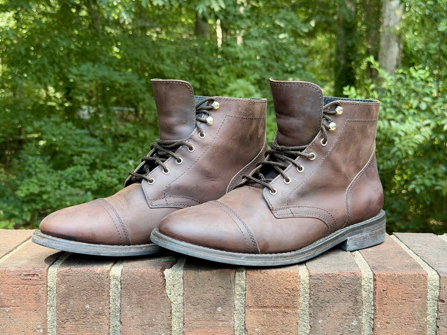 Thursday Boots Captain Men's Size 11 Wide Brown Leather Cap Toe Lace Up