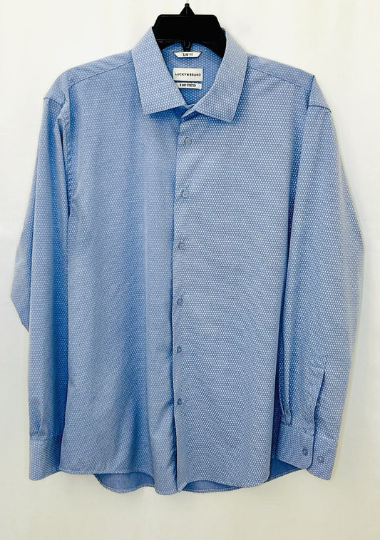 Lucky Brand Blue 4 Way Stretch Button Down Shirt Slim Fit Large 16/16.5-32/33