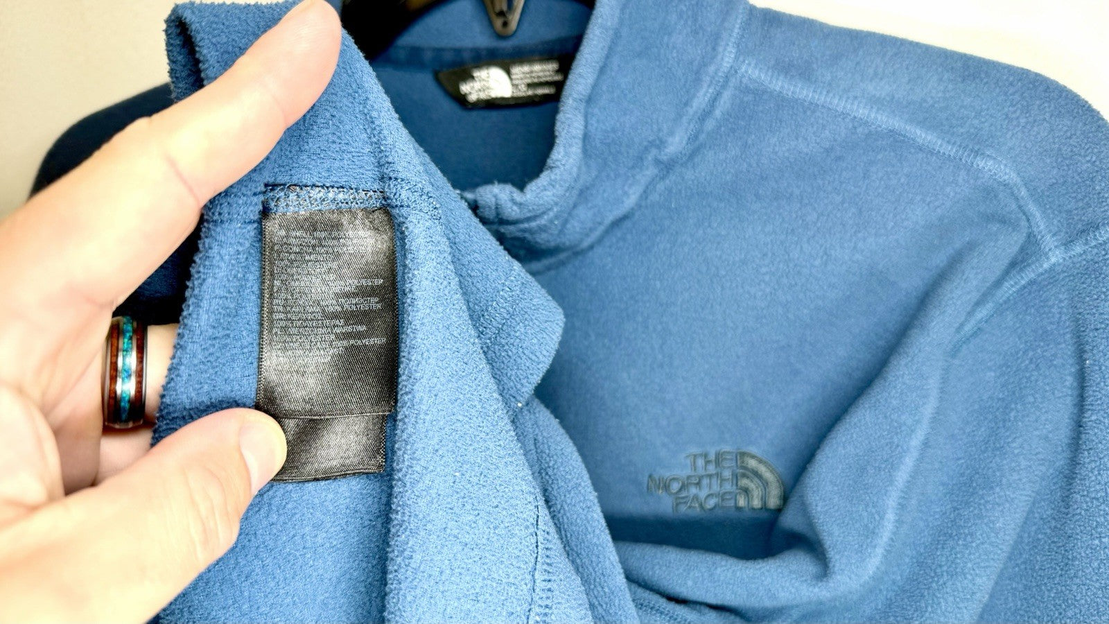 The North Face Womens Jacket Pullover Blue 1/4 Zip Micro Fleece Polyester Sz L