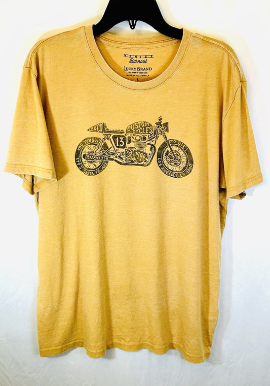 Lucky Brand Motor Bike Graphic Tee / Spruce Yellow / Men’s Large