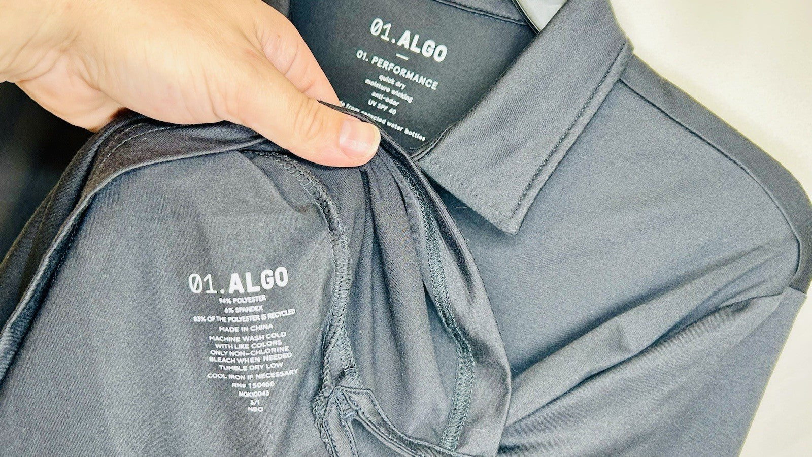 01 Algo Polo Shirt Mens Med Black Golf Rugby Lightweight Stretch Casual Preppy