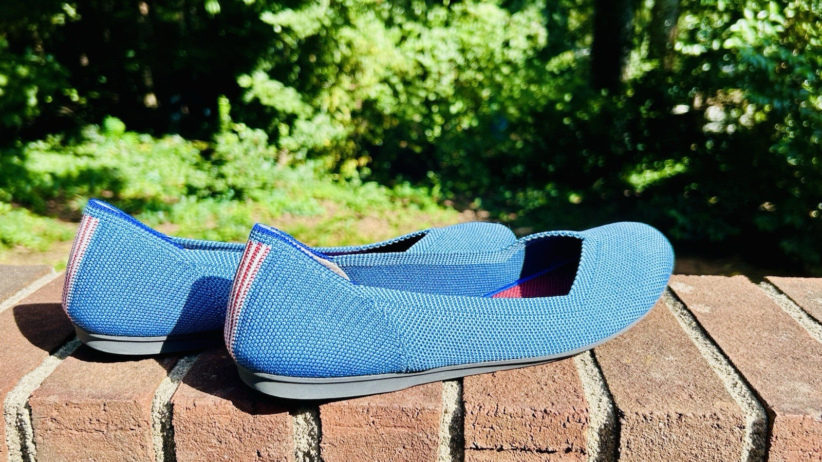 NWOT Rothy's Mini Stripe Blue Indigo Round Slip-On Flat Shoes Women's 9
