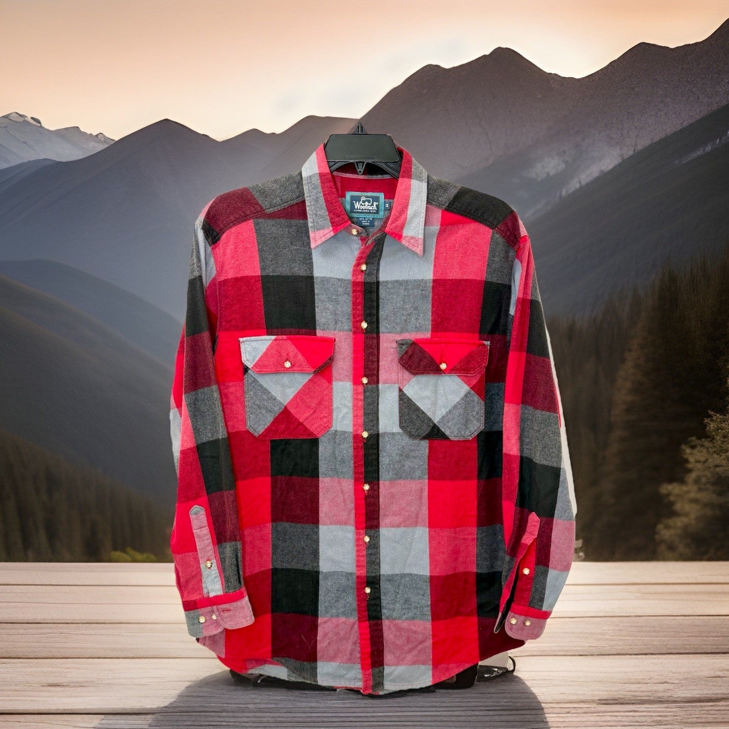 Vintage Woolrich Flannel Shirt Men’s Medium Red Black Gray Buffalo