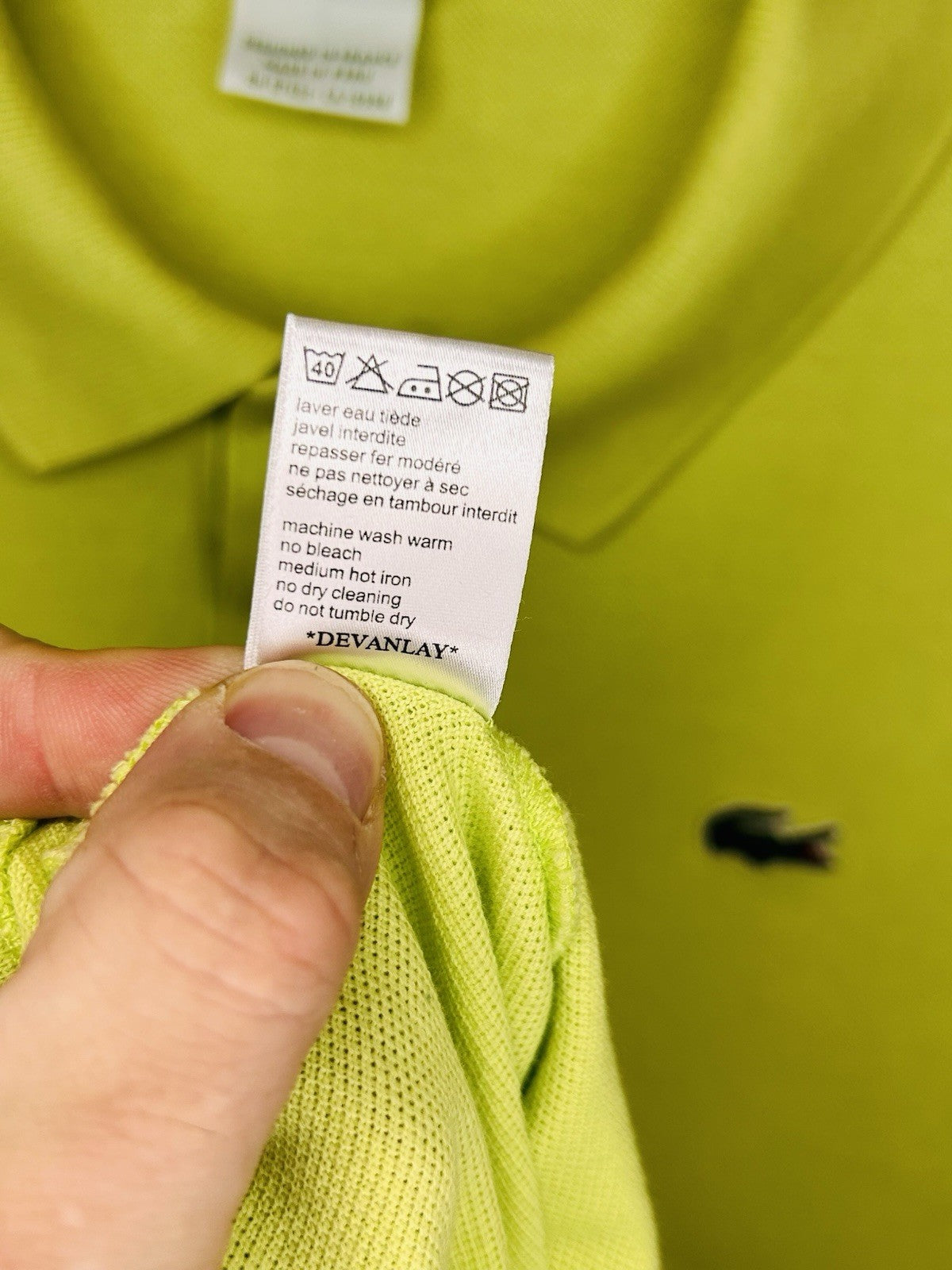 Lacoste Lime Green Devanlay Pique Mesh Polo Shirt Men’s Size 9
