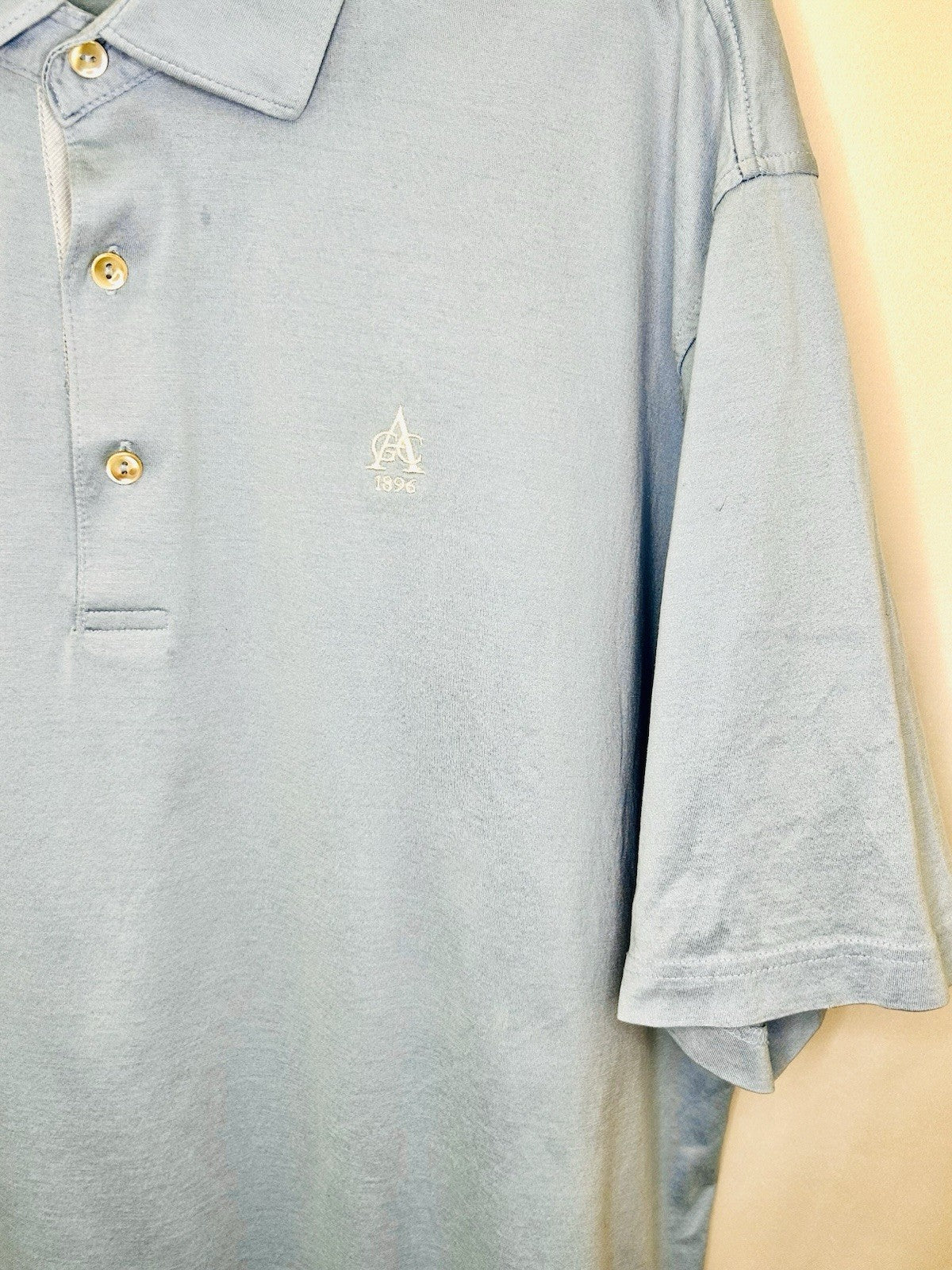 Peter Millar Polo Shirt Men L Blue Golf Logo Summer Comfort Short Sleeve Stretch
