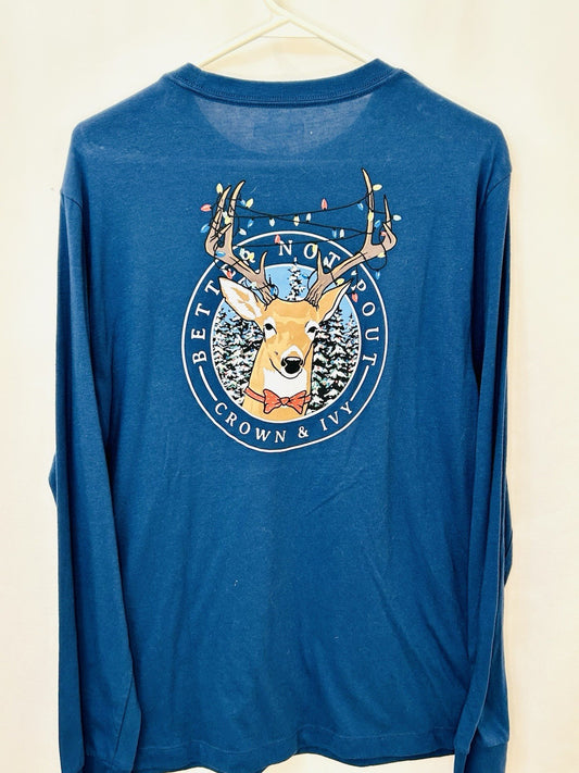 Crown & Ivy Blue Men’s Medium Long Sleeve Graphic Tshirt