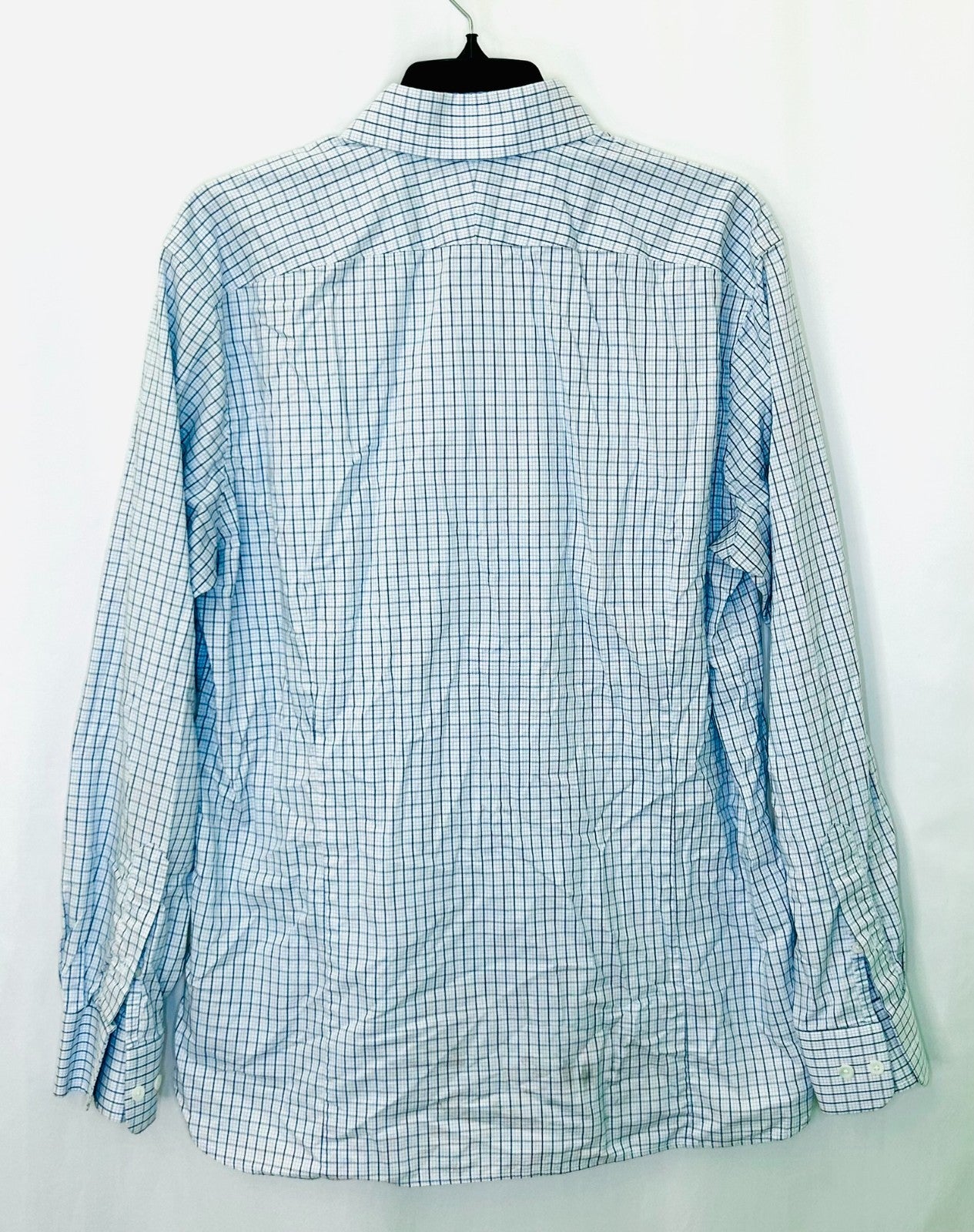 Banana Republic White Plaid Grant Slim Fit Stretch Button Up Shirt Mens Large