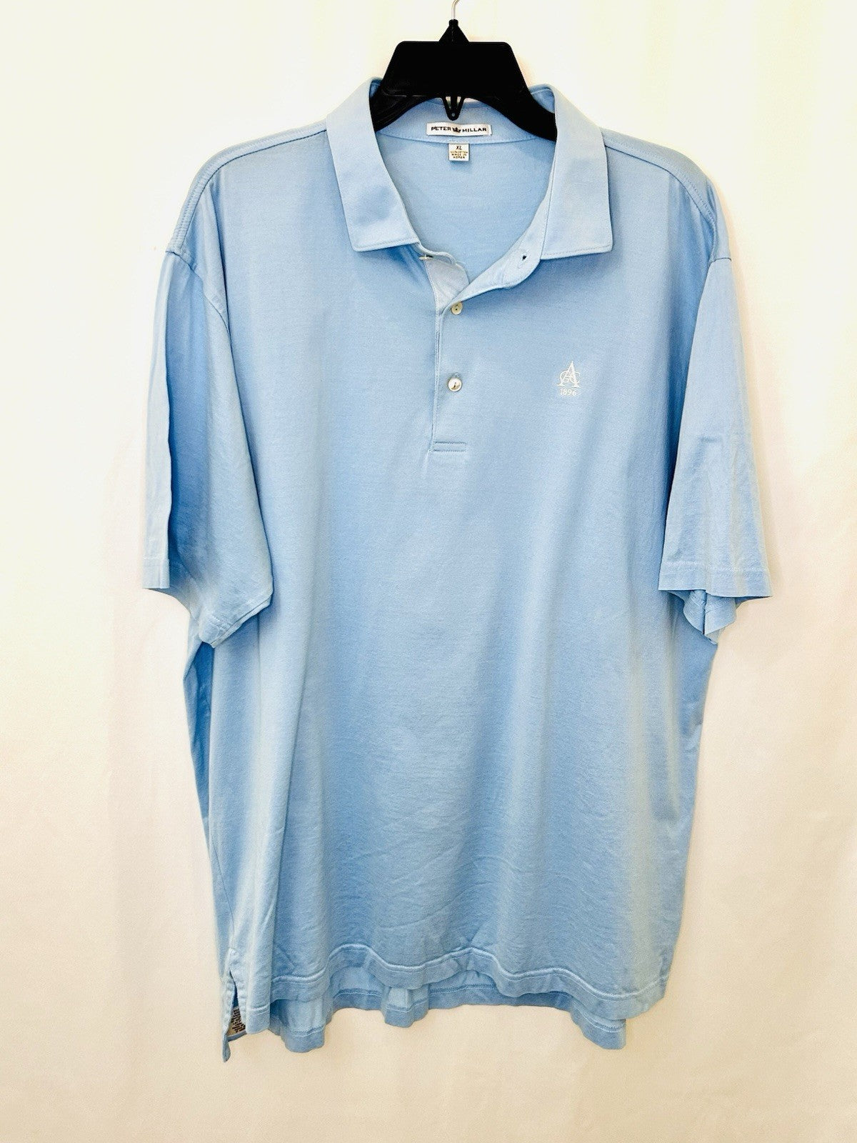 Peter Millar Polo Shirt Men L Blue Golf Logo Summer Comfort Short Sleeve Stretch