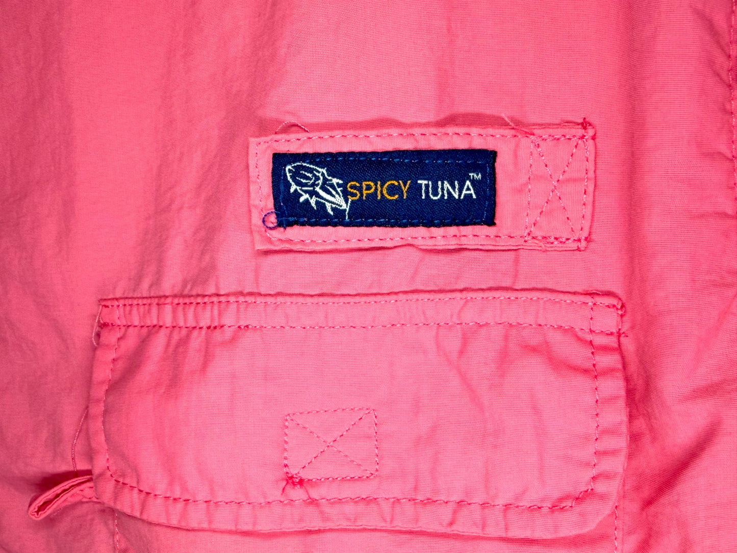 Spicy Tuna Fishing Shirt Mens Vented Back Long Sleeve Nylon Pink Sun Protection