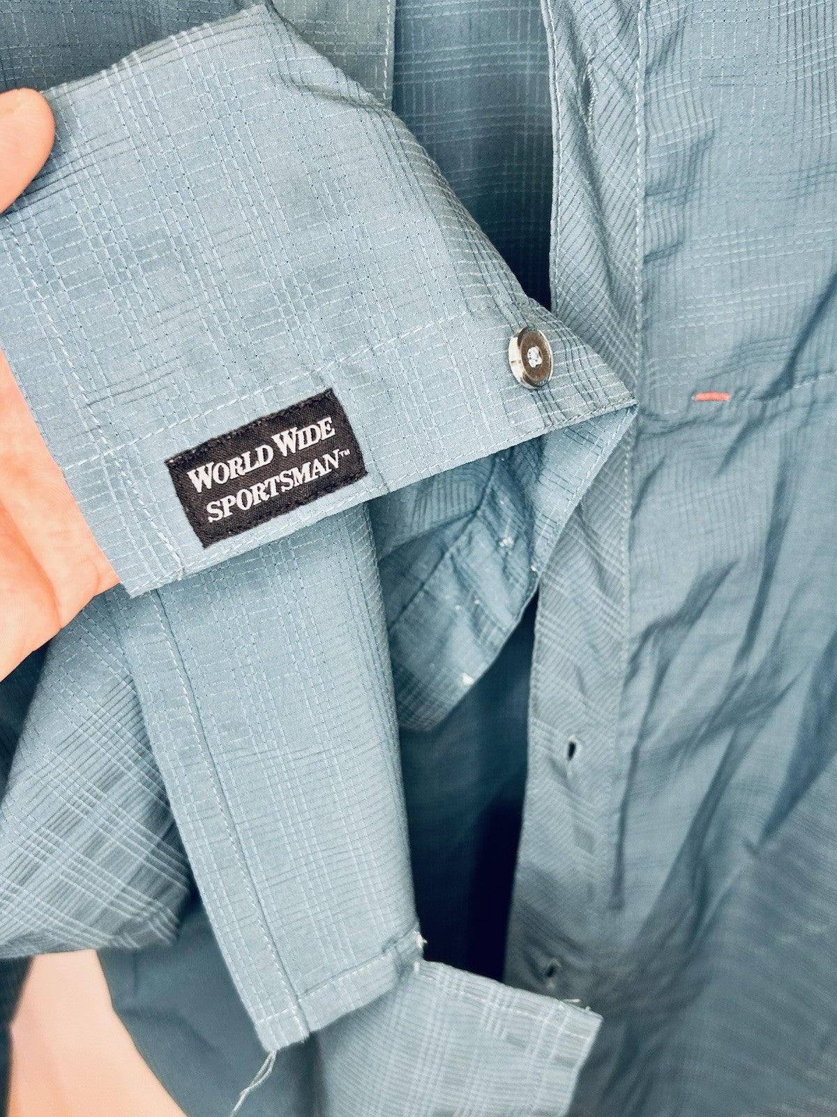 World Wide Sportsman Aqua Blue Long Sleeve Fisherman Button Up Shirt Men’s XL