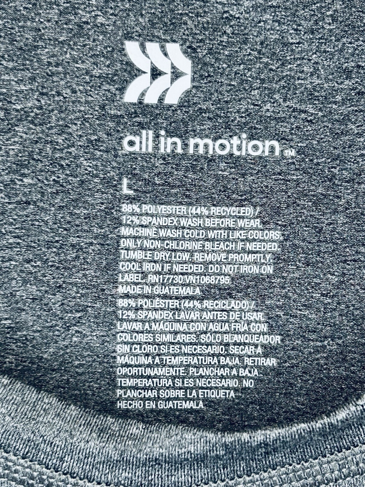 ALL IN MOTION Grey Crewneck Long Sleeve Men's Performance T-Shirt Large