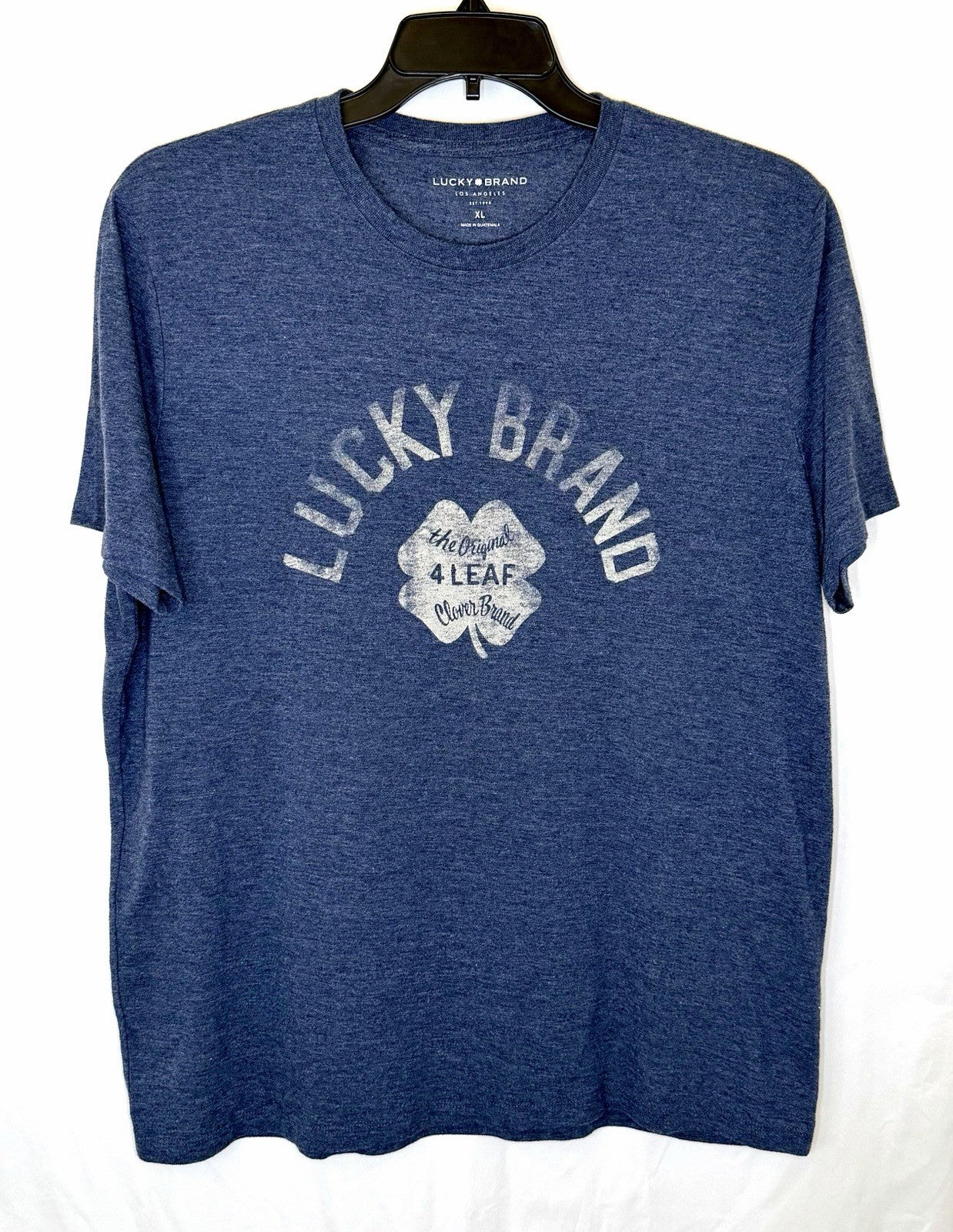 Lucky Brand Shirt Men's XL Blue The Original 4 Leaf Clover Brand Short Sleeve