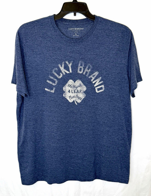 Lucky Brand Shirt Men's XL Blue The Original 4 Leaf Clover Brand Short Sleeve