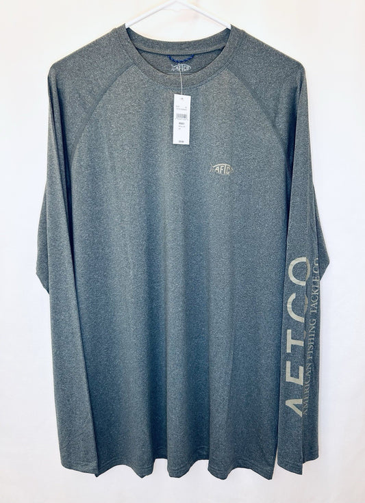 NWT AFTCO SAMURAI SUN SHIRT - MEN’S SIZE LARGE - GREY WITH TAN LOGO