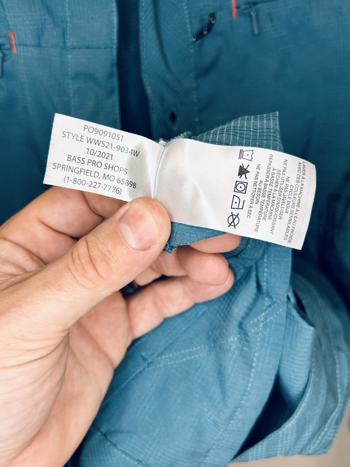 World Wide Sportsman Aqua Blue Long Sleeve Fisherman Button Up Shirt Men’s XL