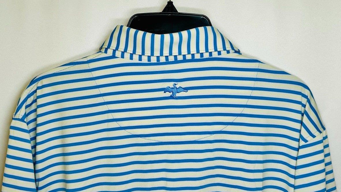 Harlestons Heritage Tailored Fit Striped Golf Polo Shirt Men’s Large Blue/Yellow