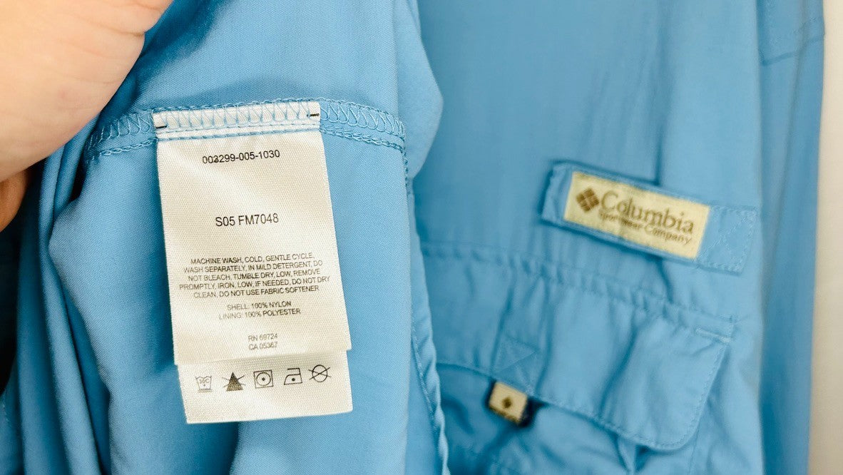 Columbia PFG Blue Long Sleeve Fishing Shirt Mens Size Large Vented Outdoors `