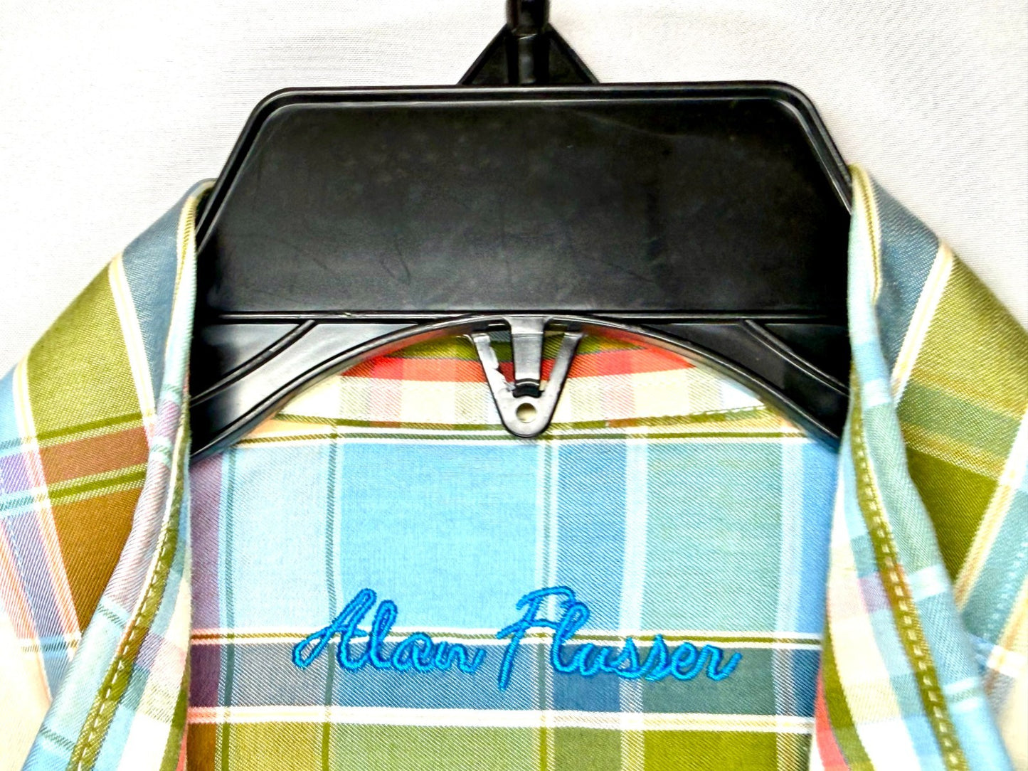 Alan Flusser Men's Size Small Multicolor Plaid 100% Cotton Long Sleeve Button