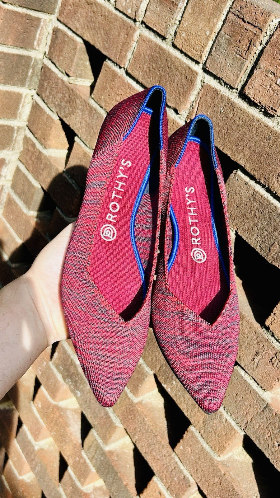 Rothys The Point Ballet Flats Womens W9 Red Knit Fabric Casual Comfort Shoes