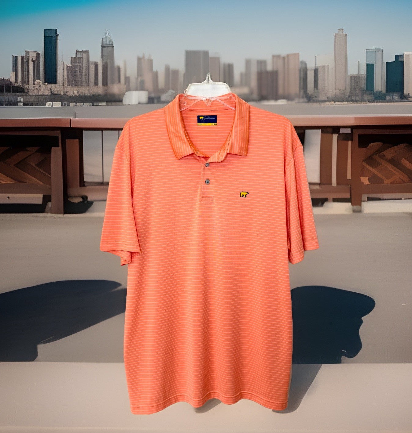 Jack Nicklaus Men's Golf Stay Dri Short Sleeve Polo Shirt Orange Striped Size XL