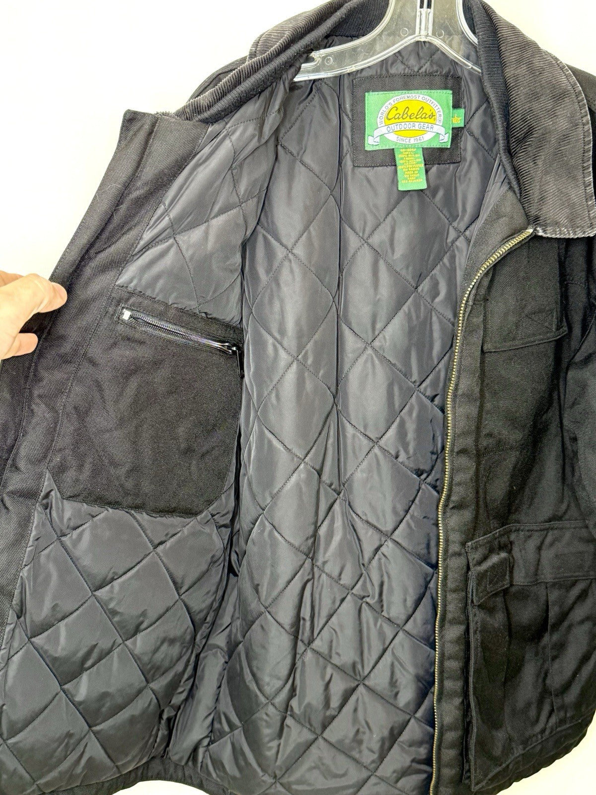 Vintage Cabelas Outdoor Gear Jacket Mens L Black Nylon Quilted Insulated Work