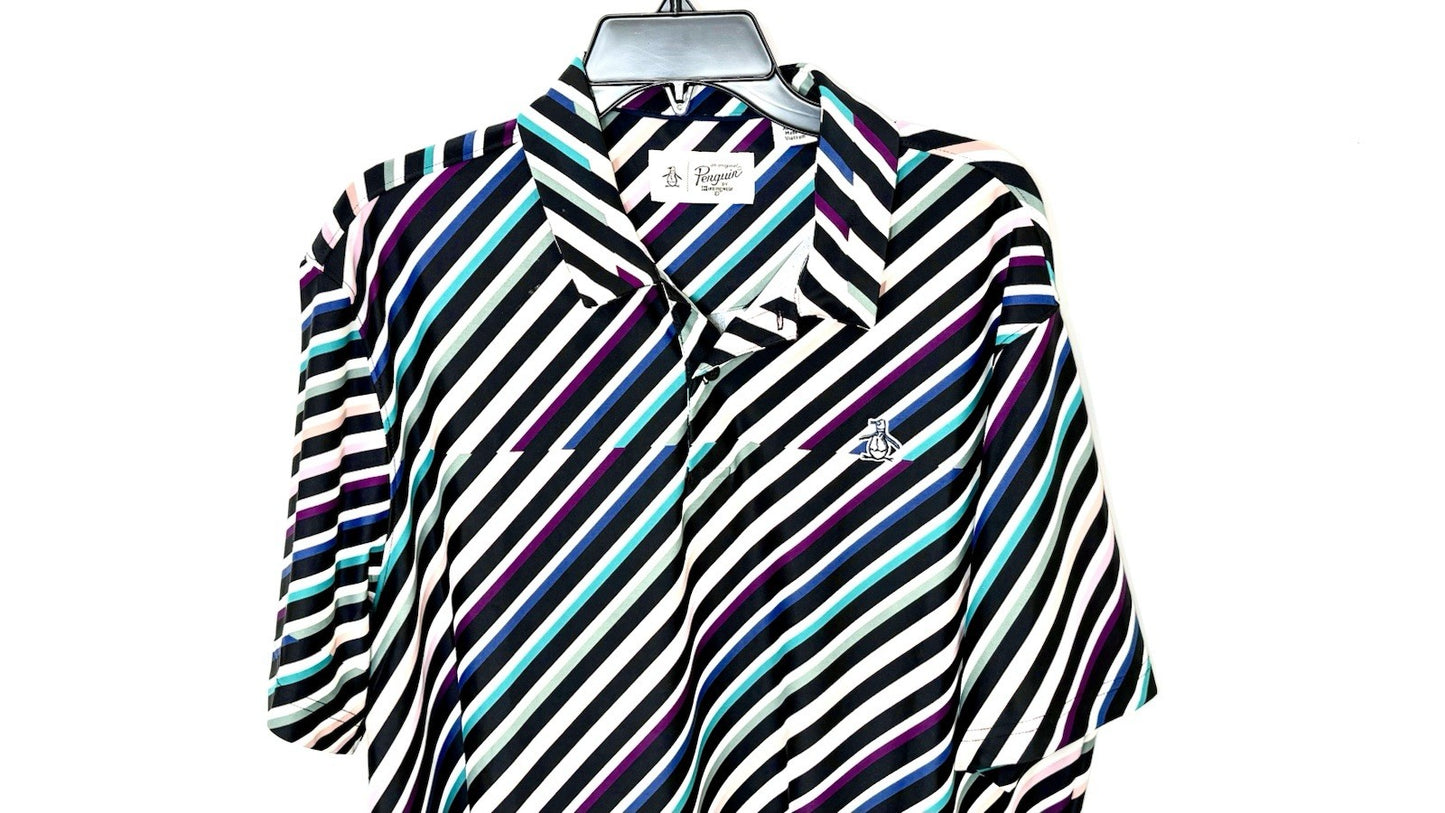 PENGUIN Men's Polo Shirt XL by Munsingwear Performance Stretch Golf Multi Strip
