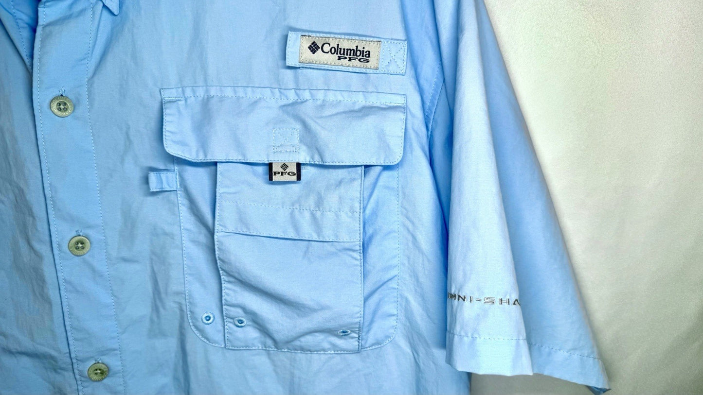 Columbia PFG Bahama Fishing Shirt Vented Rear Omni-Shield  Men's Large