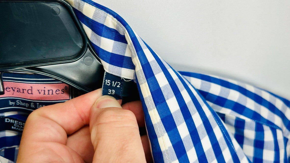 Vineyard Vines ® Dress Shirt / Classic Fit / Size 15 1/ 2 - 33 / Blue & White