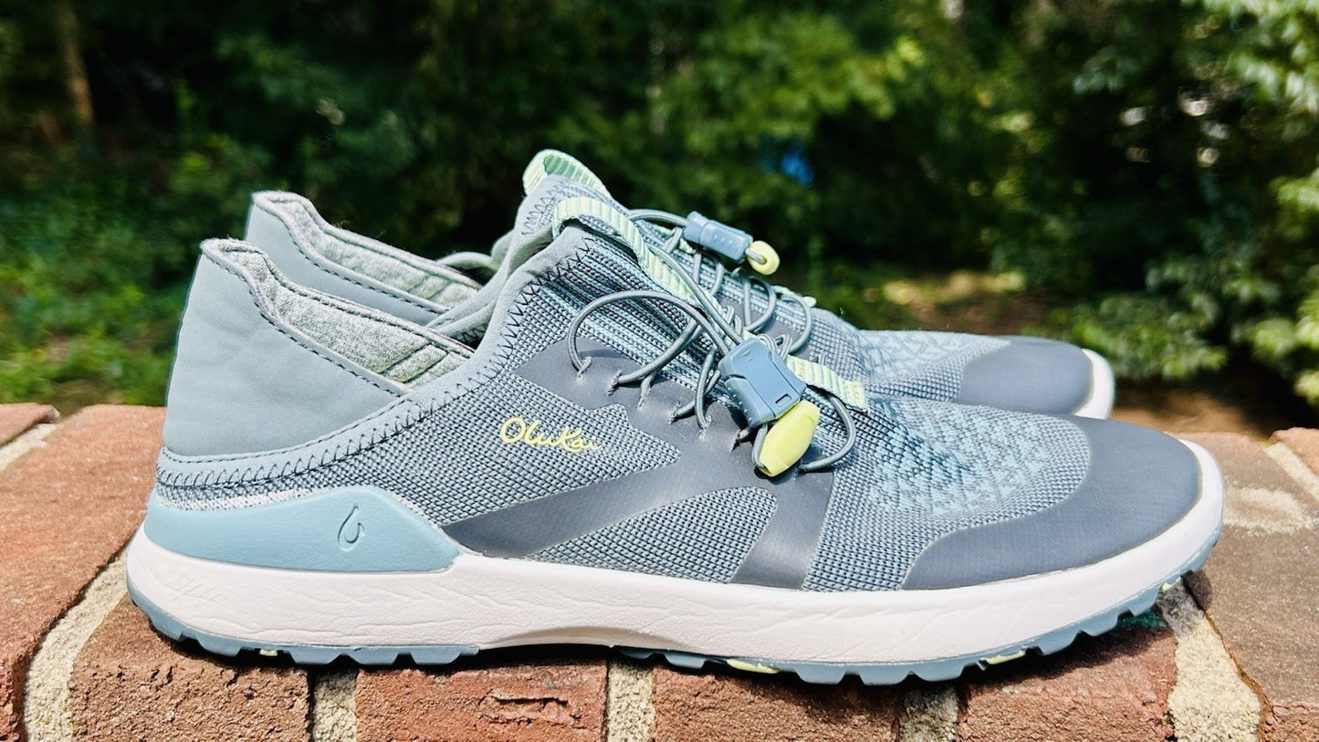 Olukai Women's Miki Trainer Athletic Casual Shoe Iron / Mineral Blue Size 7M