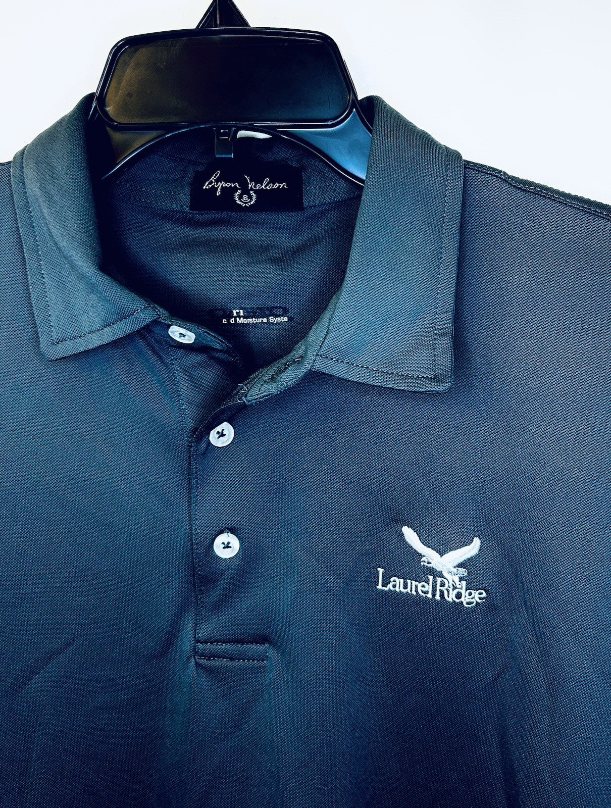 Men's Byron Nelson Basic Collared Solid Black  Polo Shirt Size Large