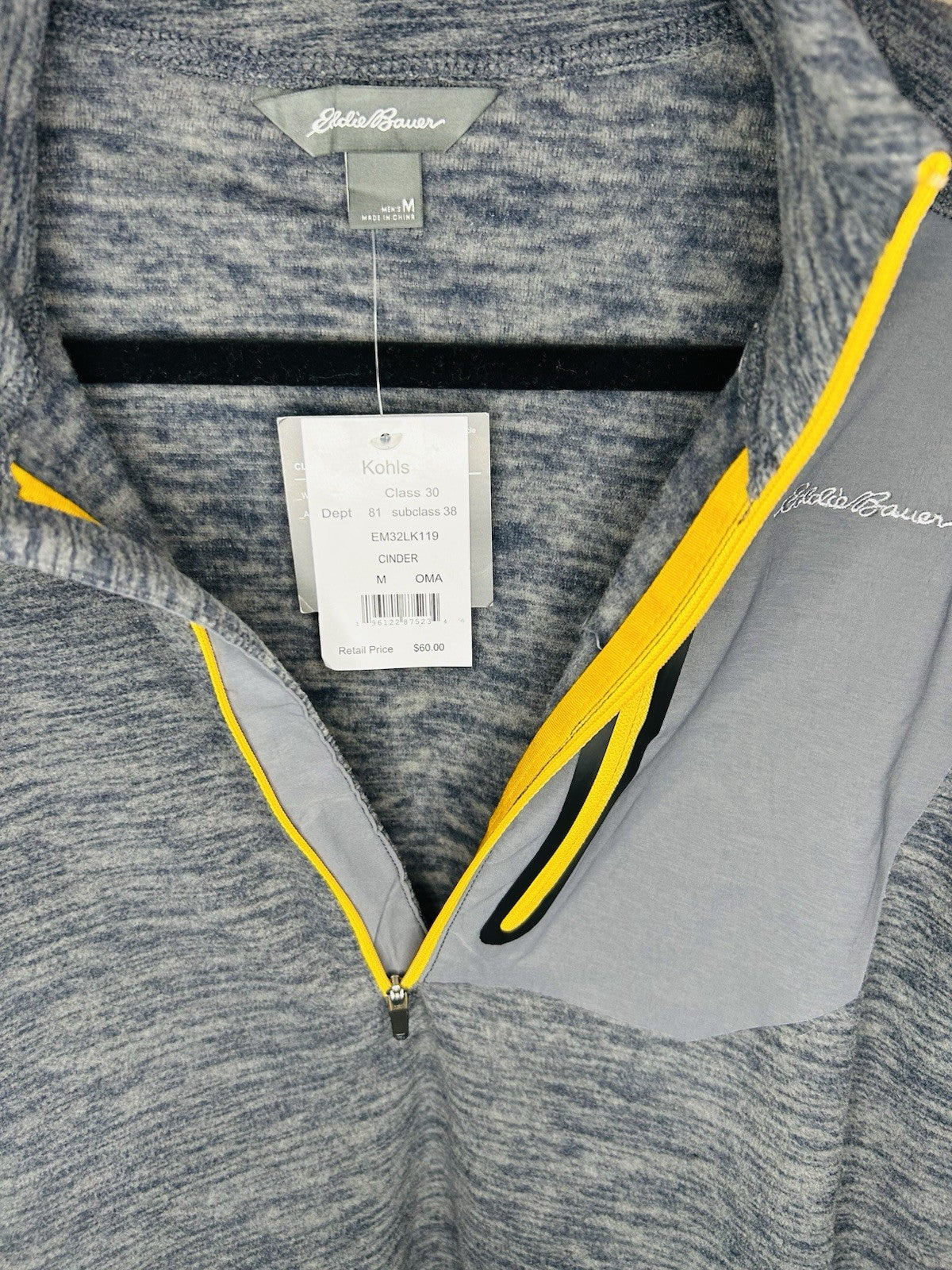 NWT Eddie Bauer First Accent Quarter Zip Jacket Men Cinder Gray M Fleece