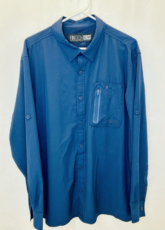 Fintech Fishing Deep Sea Long Sleeve Shirt w\ Vented Back  Blue XL