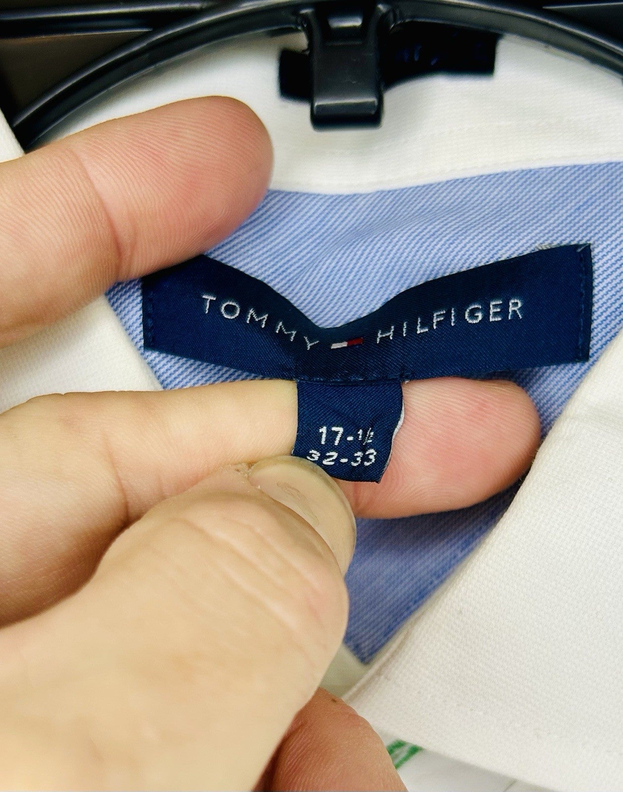 Tommy Hilfiger Men’s Shirt Long Sleeve  Button Up Slim Fit White - Size 17/32-33