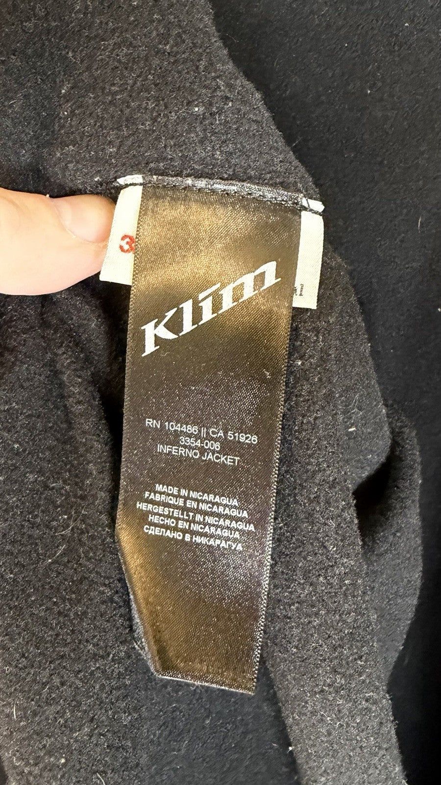 KLIM INFERNO JACKET - Black / CONCEALMENT - Size XL - Mid Layer Jacket