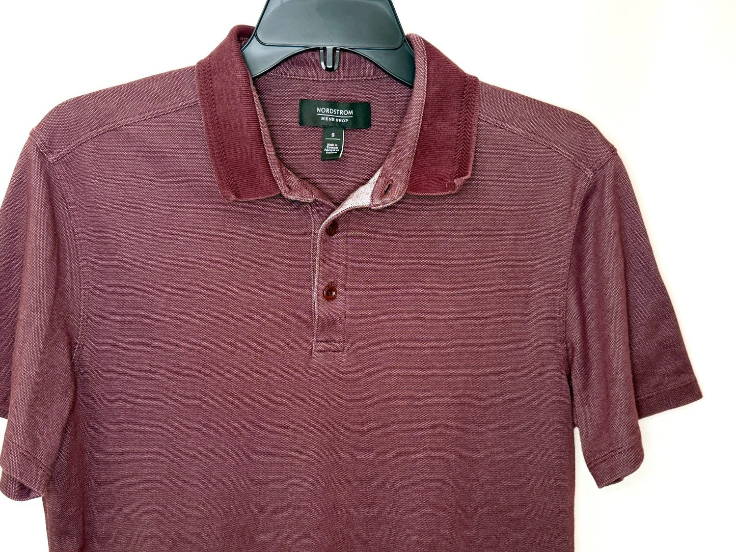 Nordstrom Men's Shop Size Small S Polo Shirt Short Sleeve Burgundy Supima Cotton