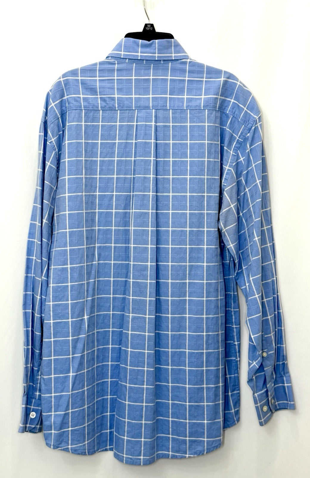 Alan Flusser Men’s Medium Blue Checkered Button Up Mens Shirt Plaid L/S Cotton