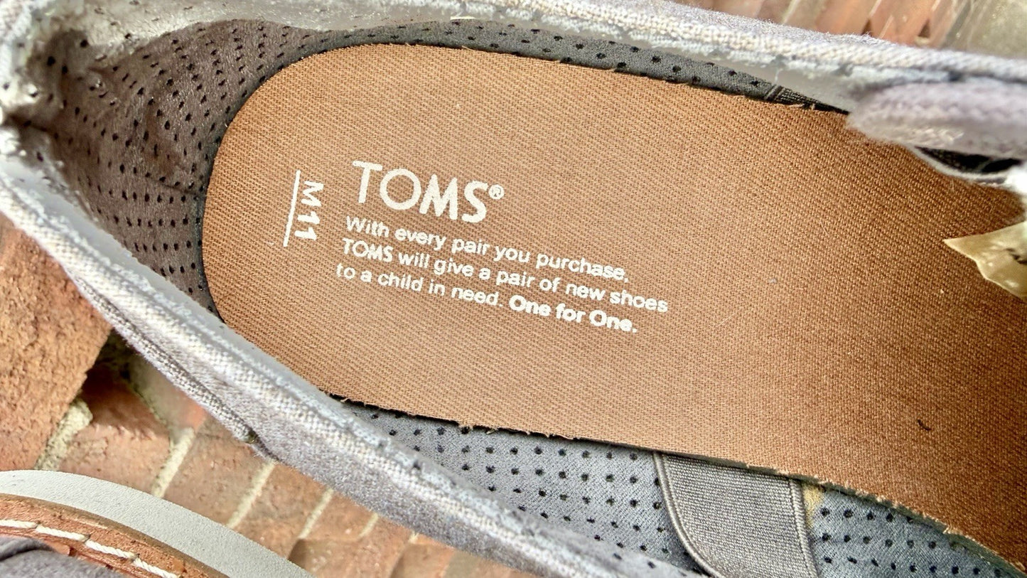 TOMS Brogue Oxford Men’s Size 11 - Dary Gray Leather/Washed Canvas - New w/o Box