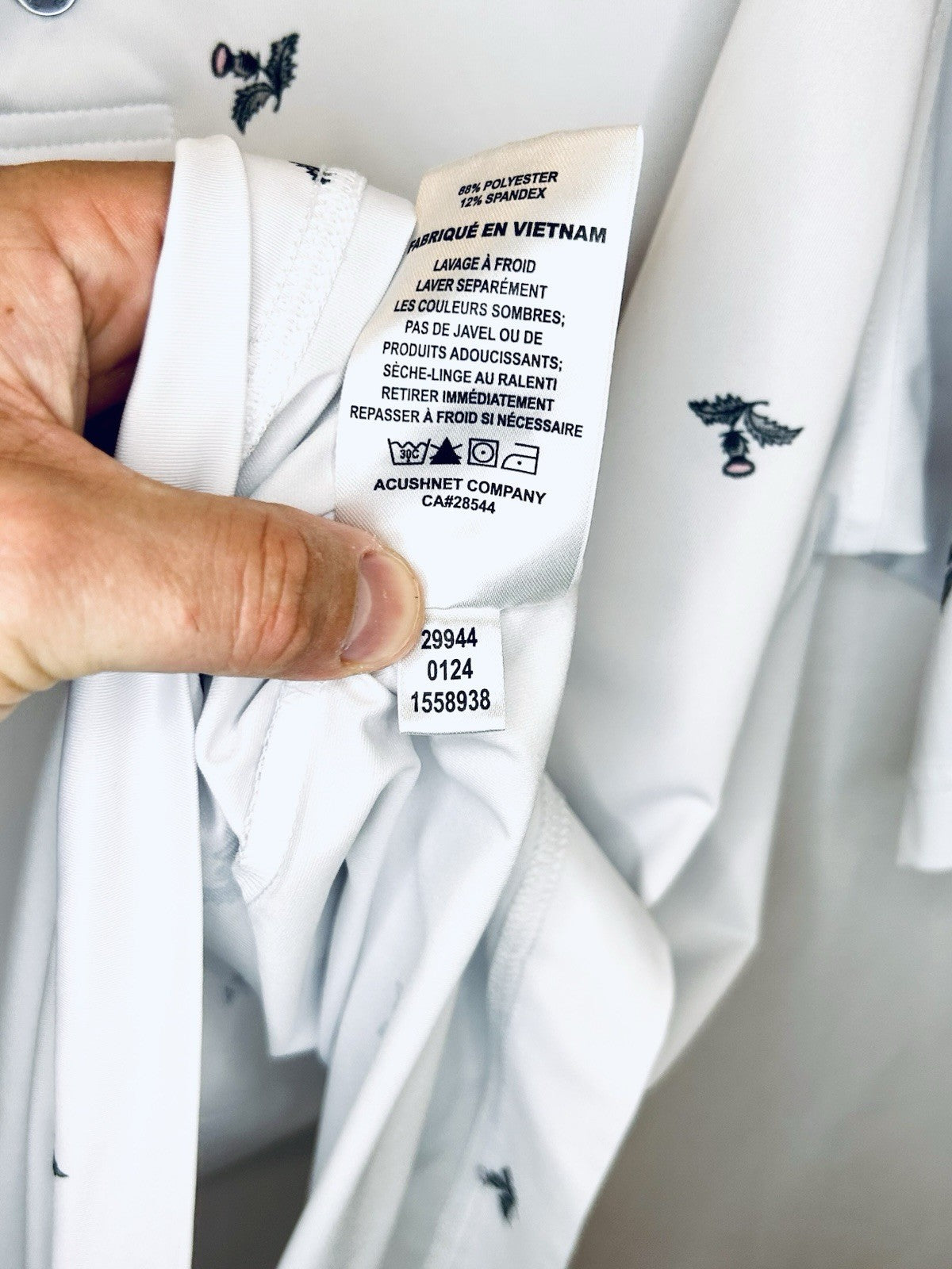 FOOTJOY EU THISTLE PRINT LISLE MENS GOLF POLO SHIRT WHITE MEN’S LARGE | $96 New